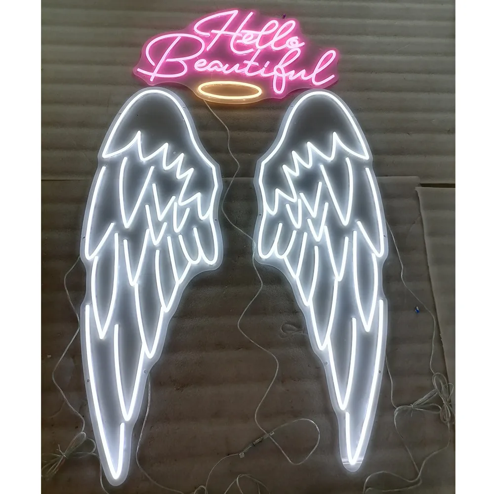 LED Neon Angel Wings Sign Customizable with Dimmer Home Decor Wedding Party Birthday Led Lighting Personalized Neon Sign