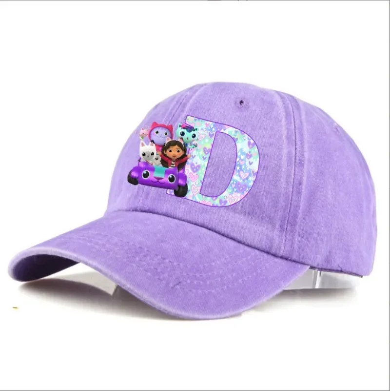 가비 돌하우스 성인용 빈티지 야구 모자 만화 애니메이션 알파벳 A-Z 프린트 선캡 여성 소녀 조절 가능한 패션 모자