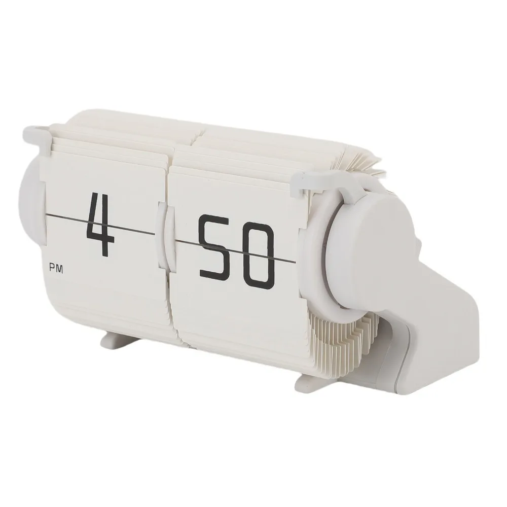 Automatic Page Turning Flip Clock Black White Retro Design Flip Alarm Clock Accurate Timekeeping Big Number