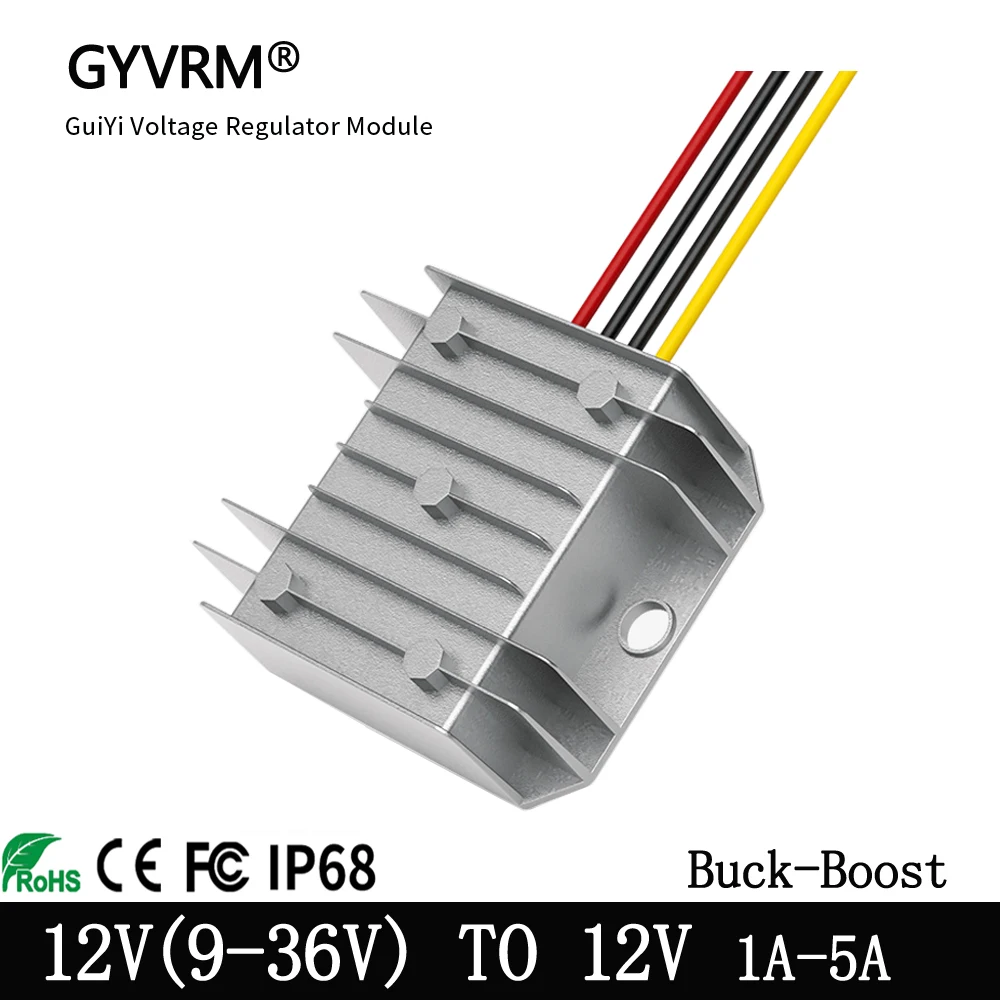 DC-DC 9-36V to 12V 1A 2A 3A 4A 5A  Automatic Voltage Stabilizer Power Converter Regulator IP68 Waterproof Car Power Converter