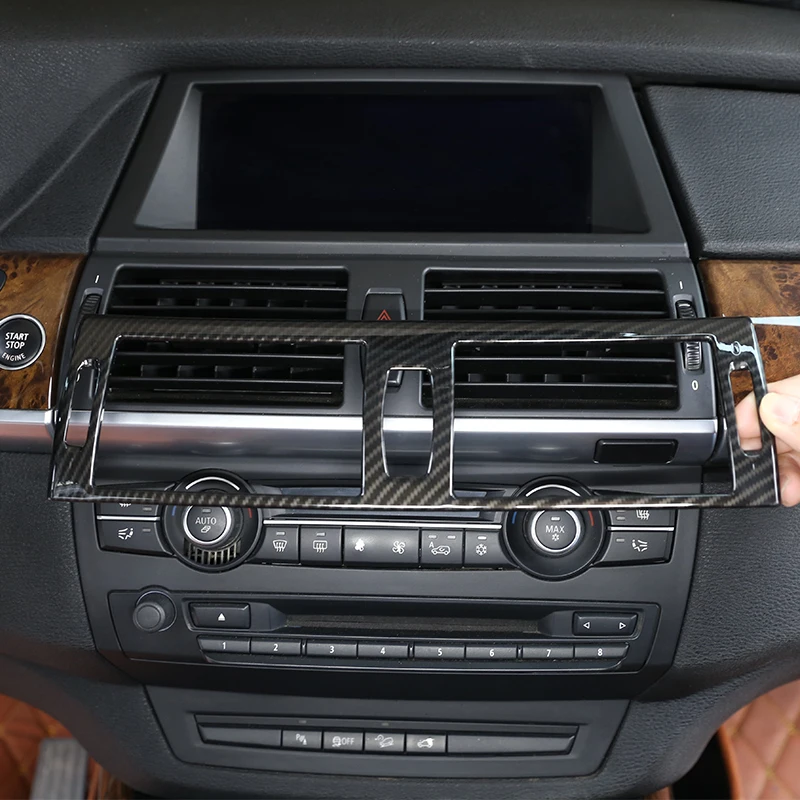 For BMW X5 E70 2008-2013 Car Accessories Carbon Fiber ABS Center Air Conditioning Vent Frame Trim 1 Pcs
