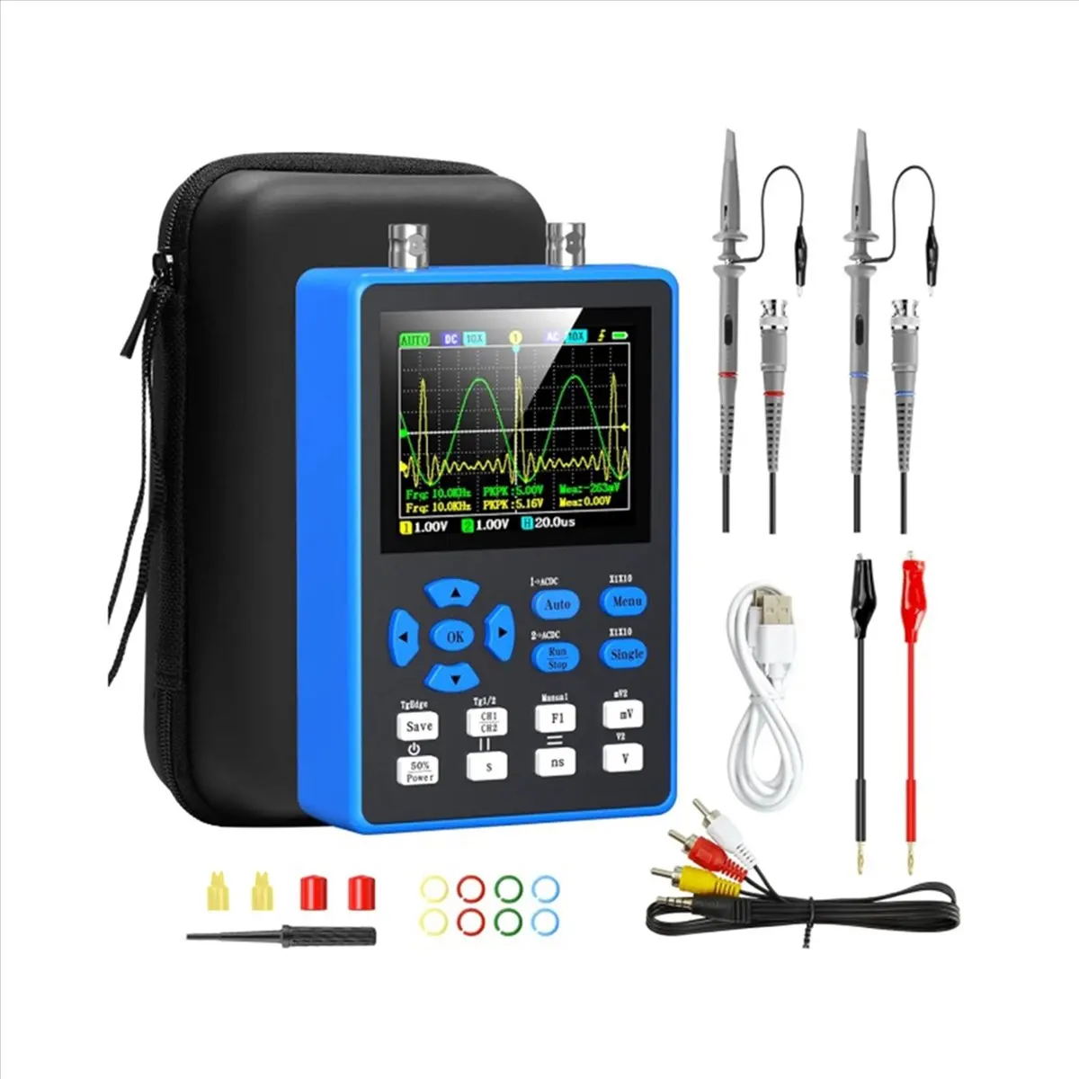 A20I DSO2512G Digital Oscilloscope with 2 Channels 120Mhz Bandwidth Signal Generator 500MSa/S Sampling Rate, 2.8 Inch Display
