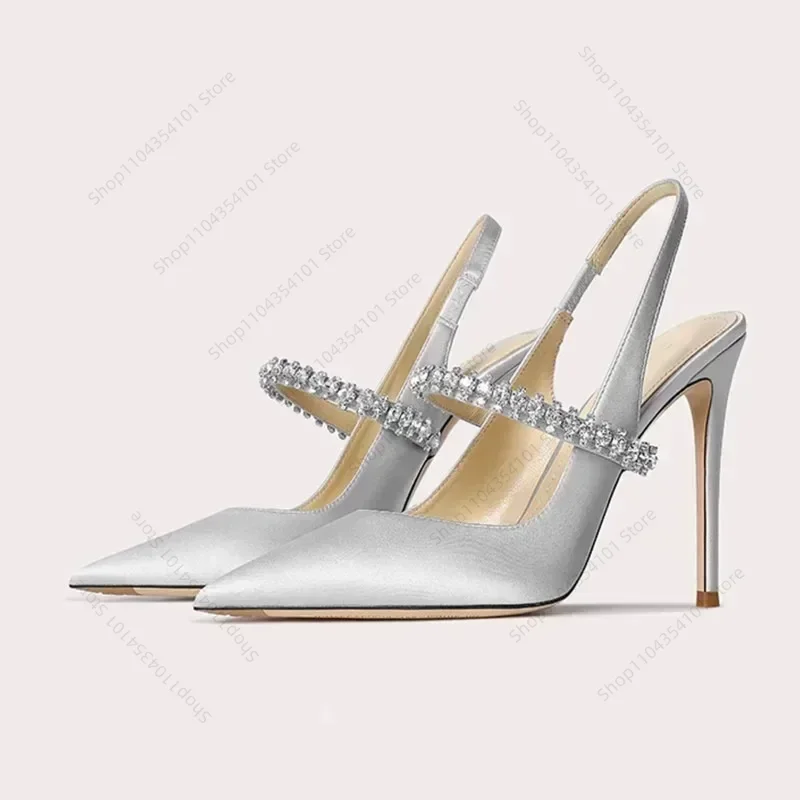 2025 nouvelle taille 34 45 femmes diamant Bao tête sandales nouveau talon mince pointu en peau de mouton en cuir talons hauts chaussures de mariage pour femmes