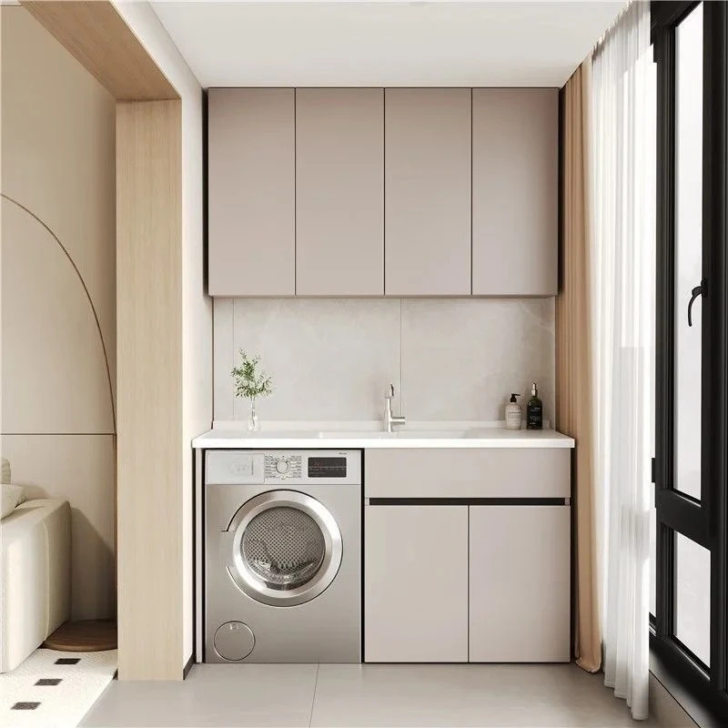 Factory Direct 2026 Top RatedBalcony laundry cabinet integrated basin laundry sink with rubbing plate drum washing machine cabin