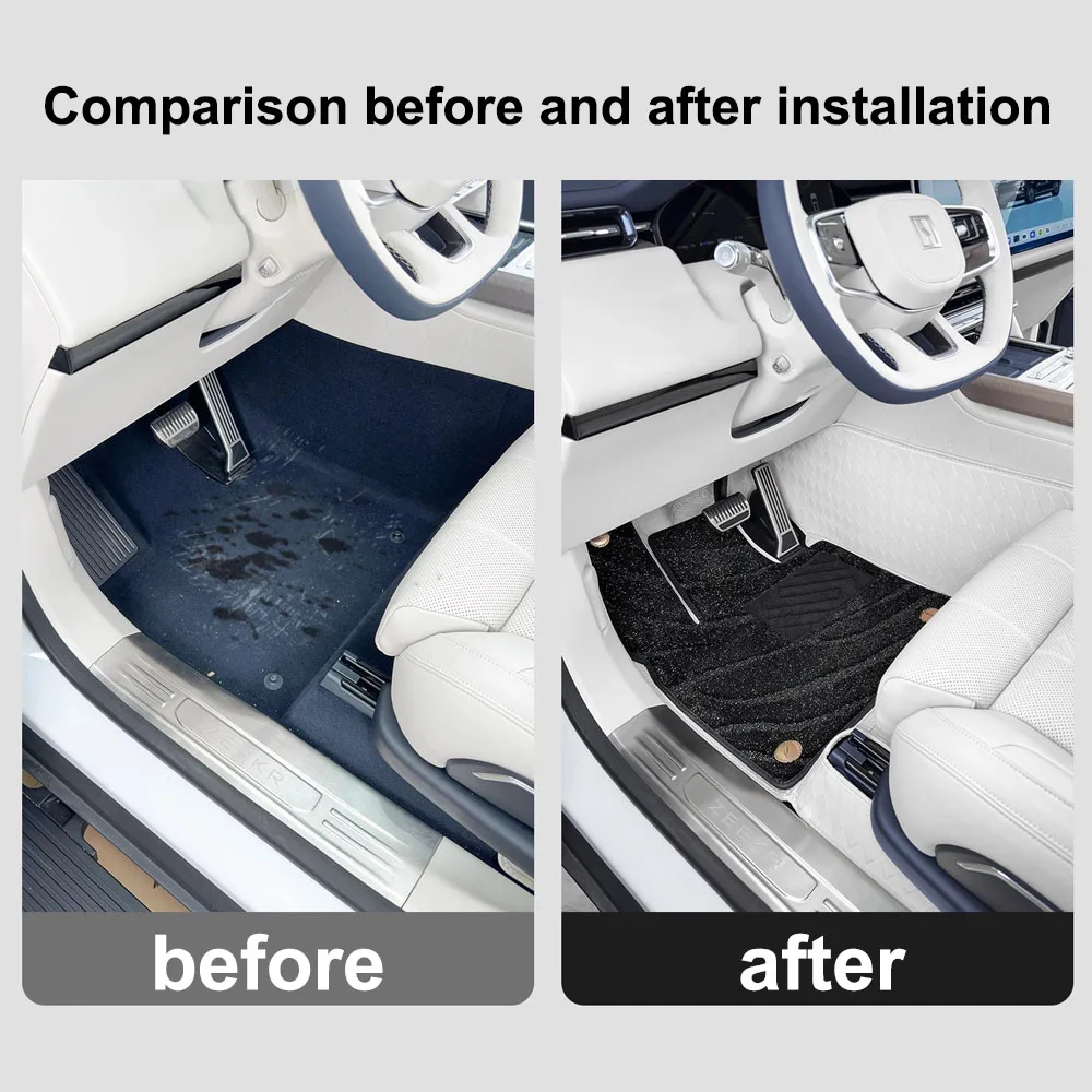 8 Pcs Full Surround Starry Sky Floor Mat For ZEEKR 9X 2025 2026 Car Modification Accessories Double Layer Silk Ring Carpet