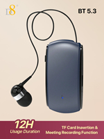 D8 Retractable Wireless Headset ,Upgrade MP3 Wireless EarphonesWireless Capable Pluggable Card Dual Mode Switching