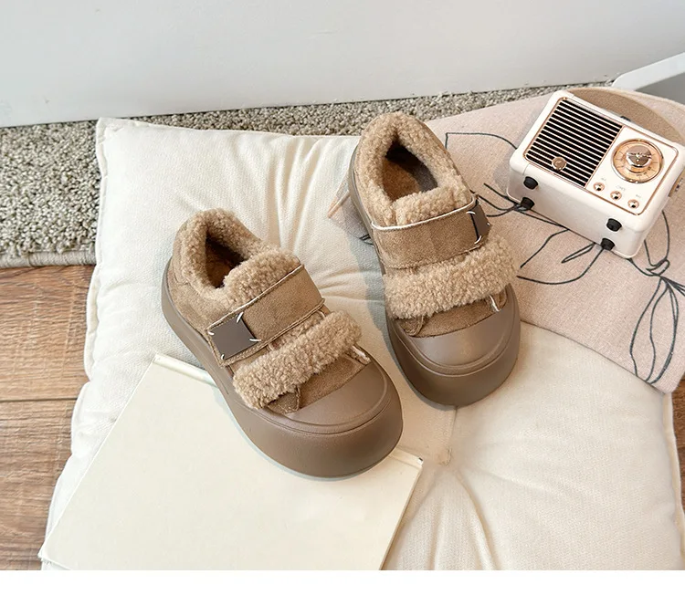 2026 Winter Neue Kinderschuhe Mädchen Koreanischer Stil Lammwolle Mädchen Baumwollschuhe Verdickte Samt-Warme Anti-Kick Fell-Schuhe – Detail 12