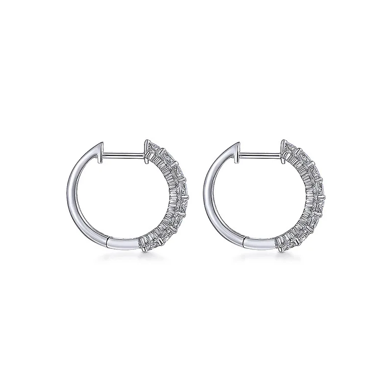 Inlaid Zircon Hoop Earrings for Women 925 Silver Needle Minimalist Simple Circle Earing Real Silver Color Korean Fashion Jewelry