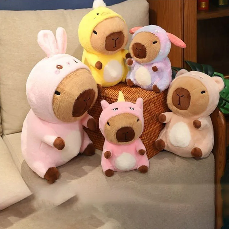 Kawaii Capybara Plush Toy Multiple Costumes Cute Soft Stuffed Animal Doll Adorable Home Decor Gift Office Table Decoration Girls