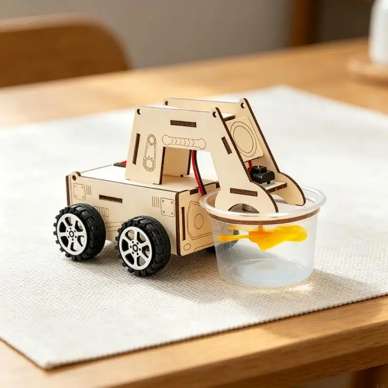 Wooden Space Cleaning Car Set Hands on Assembly Space Cleaning Sweeper Model Kids Educational Toy For Students K1KF