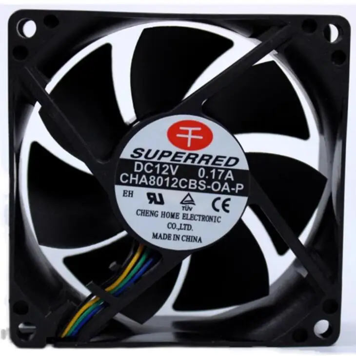 

SUPERRED CHA8012CBS-OA-P DC 12V 0.17A 80x80x25mm 4-Wire Server Cooling Fan