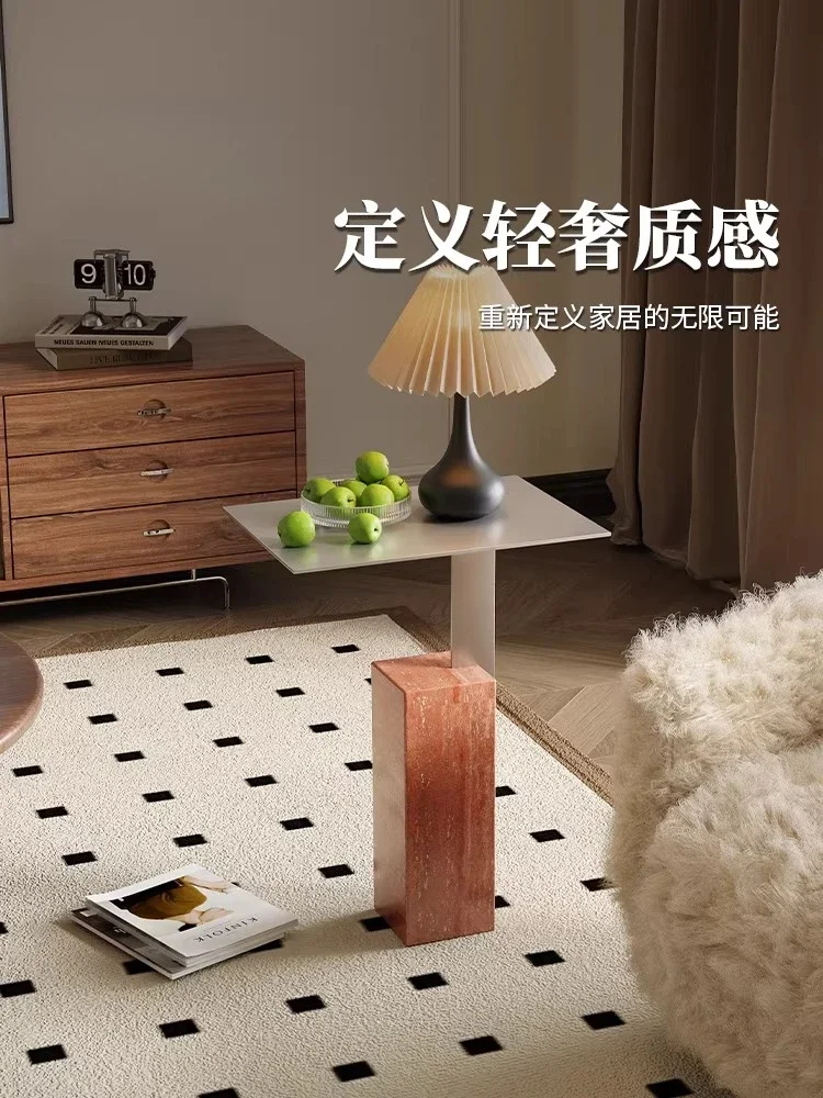 Sofa cave stone edge extremely few marble bedside table luxury corner natural Nordic living room design