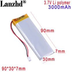 3.7v 3000mAh Polymer lithium battery 702990 For bar LED lamp  rechargeable toy medical equipment Hunting dog GPS battery 703090