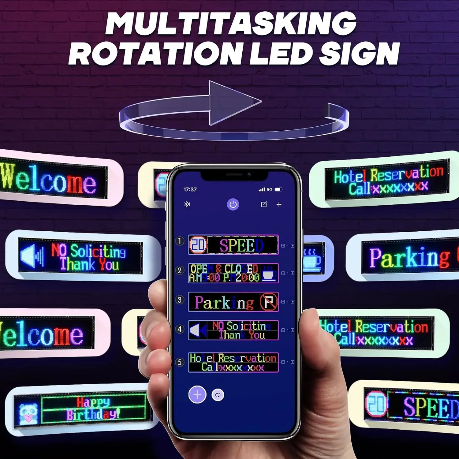 Pára-brisa do carro display led com múltiplas opções de idioma para uso global sinais led placa de sinal do carro flexível led rgb display diy