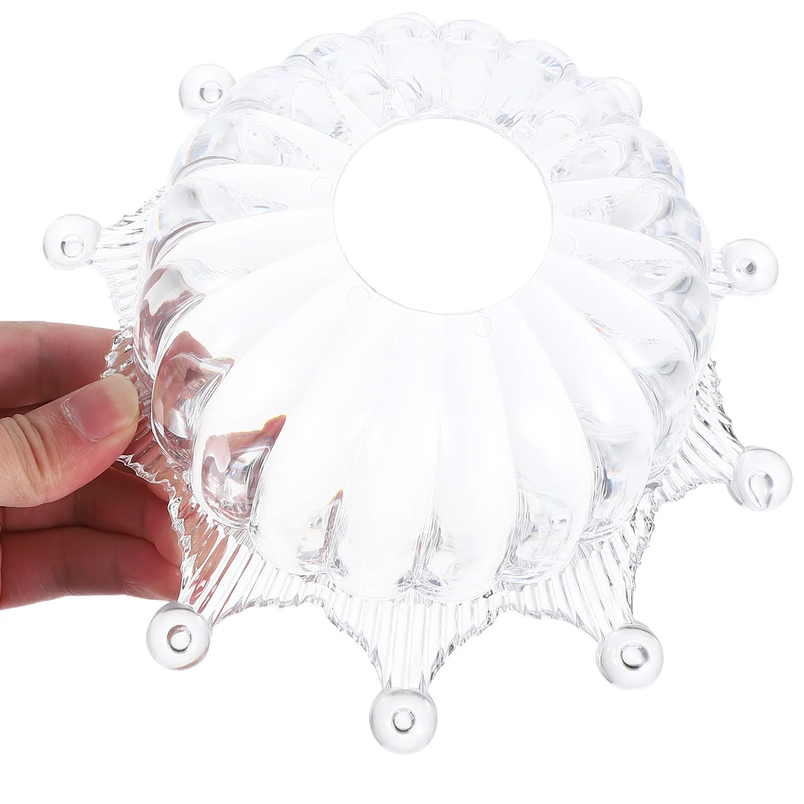 

Transparent Crown Shaped Pendant Lamp Shade E27 Socket Compatible Plastic Light Cover for Bedside Ceiling Fan Lamp Replacement