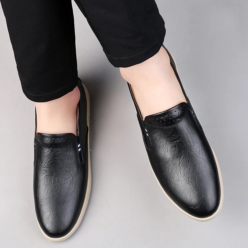 Men Leather Shoes Men Casual Luxury Brand Handmade Penny Loafers Men Slip On Flats Driving Dress Shoes