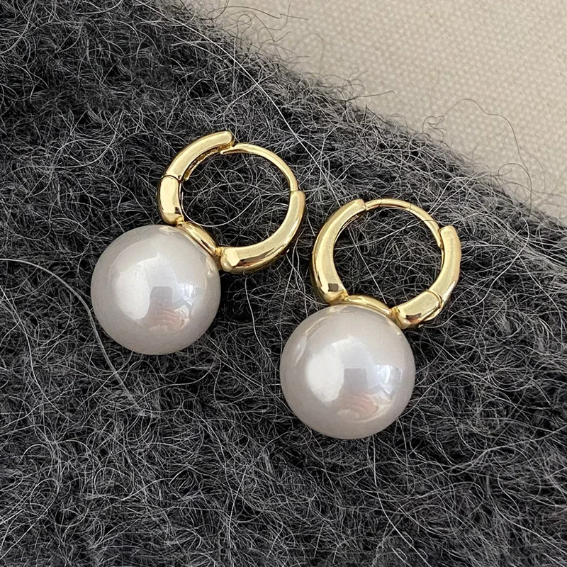 

Real 925 Sterling Silver Hollow Heart Round Pearl Ball Hoop Earrings for Women Trendy Fine Jewelry Minimalist Accessories