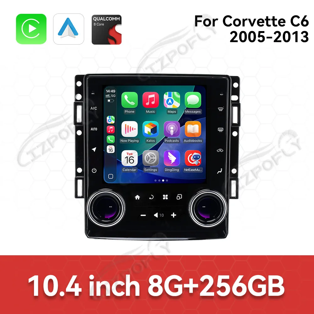 

Автомобильный мультимедийный плеер Android 14, для Chevrolet Corvette C6 2005-2013, Carplay, 10,4-дюймовый экран, GPS Navi, аудио, радио, головное устройство BT