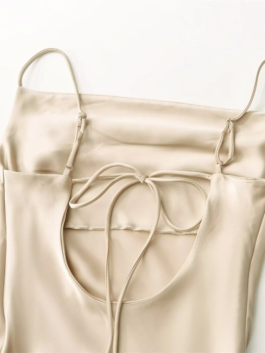 Ele Cetim Strapl Dr Sexy Bal Cintura Cinched Vestido Longo Europeu Sle No Sve Swing Collar Peça Única Outono...