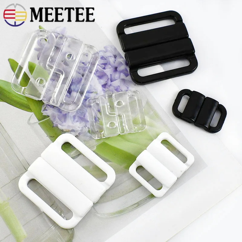 20/50Sets Meetee 10/15/20/25mm Plastic Bikini Buckle Bra Strap Adjuster Clasp Swimwear Closure Buttons Underwear  Snap Hook