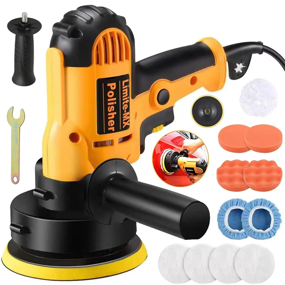 Pulidora para Auto,700W Pulidora Orbital de Velocidad Variable（600-3700RPM）,125MM/5-Inch,Juego de 11 Piezas Pulidor con Mango Desmontable Perfecto para Automóviles/Madera/Metal