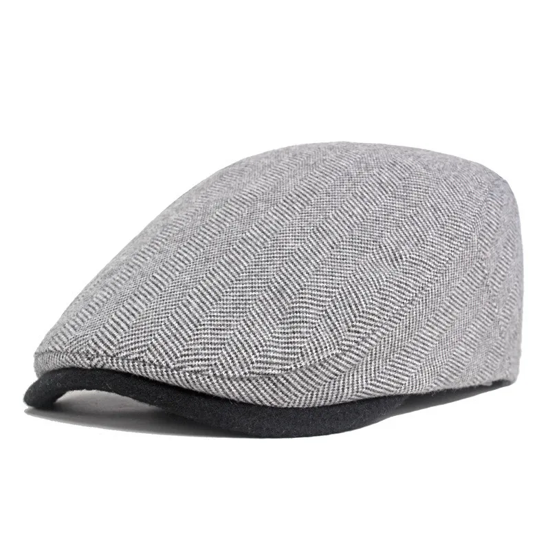 2023 Autumn and Winter Polyester Solid Warm Newsboy Caps Flat Peaked Cap Men and Women Painter Beret Hats 131