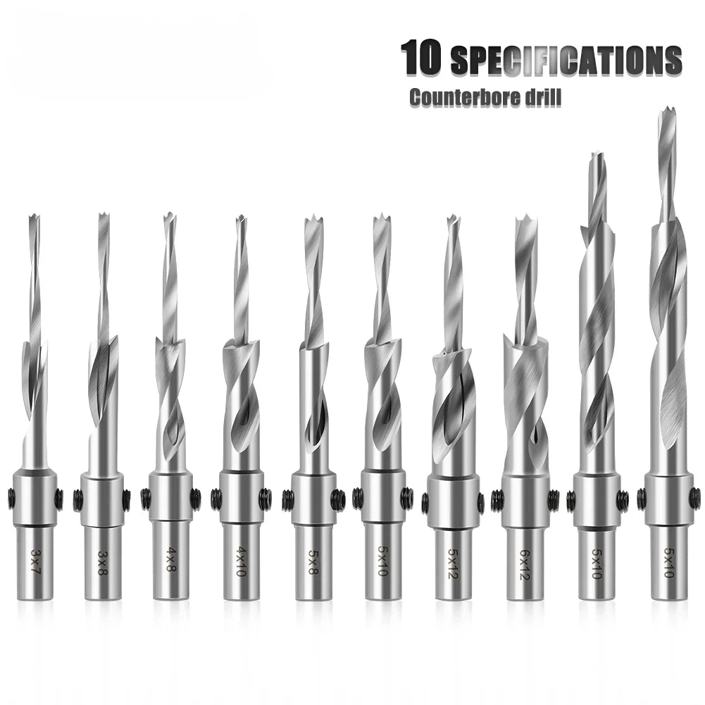 Bottom Flat Double Hole Opener Bits, Cabeça escareada Step, 2 Steps Screw Pattern, Salad Seed Mother, 1Pc