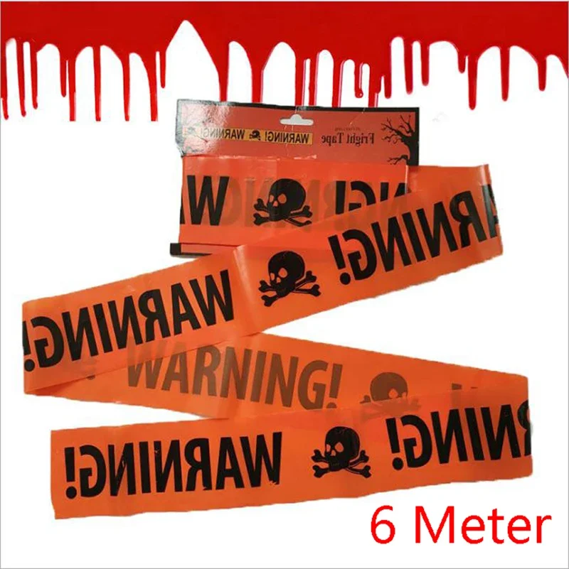 6Mx8CM Halloween Warning Tape Signs Halloween Props Danger Warning Line New Isolation Belt Sign Halloween Home Garden Decoration