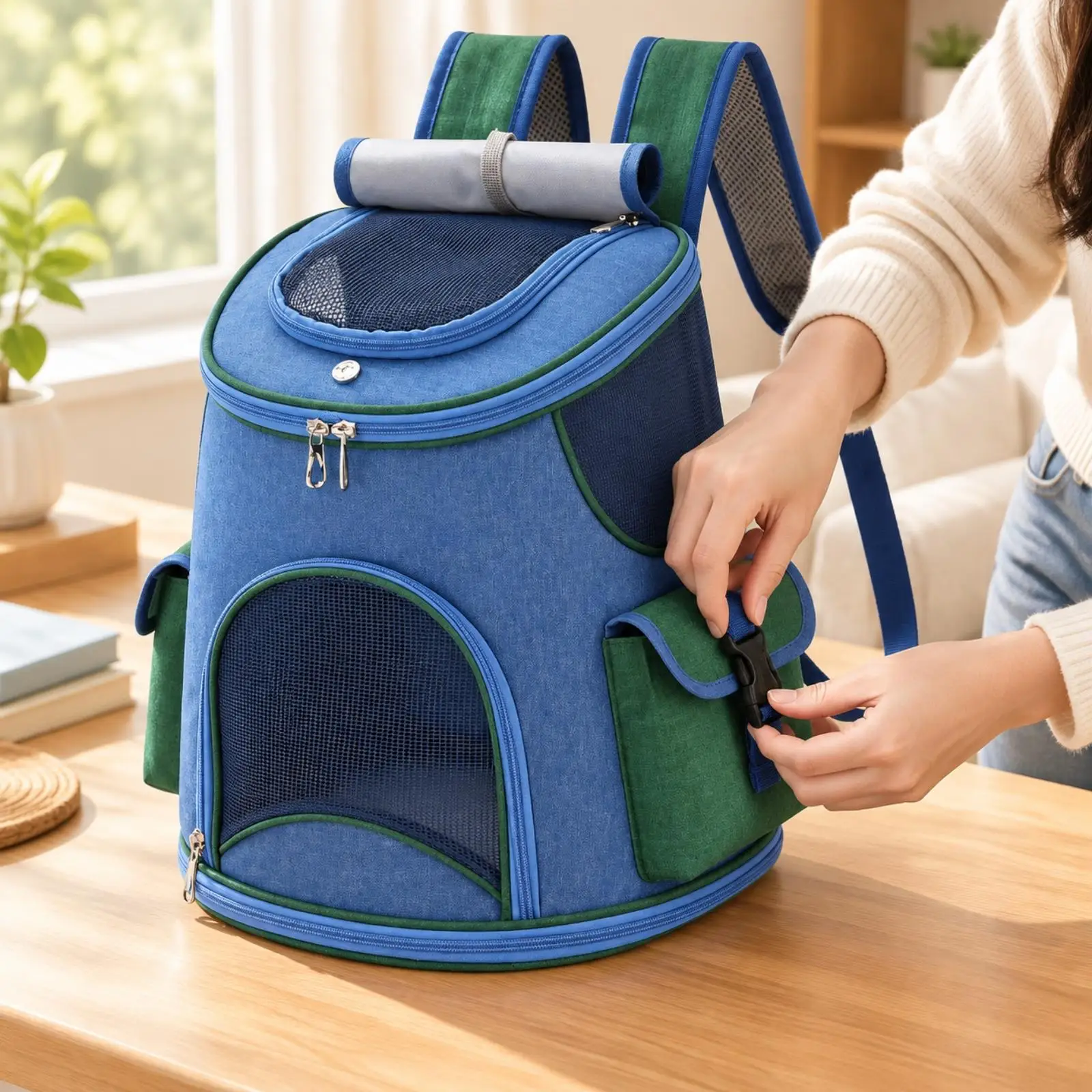 Compact Folding Pet Carrier Backpack for Puppy Kitten Travel Bag with Adjustable Shoulder Straps