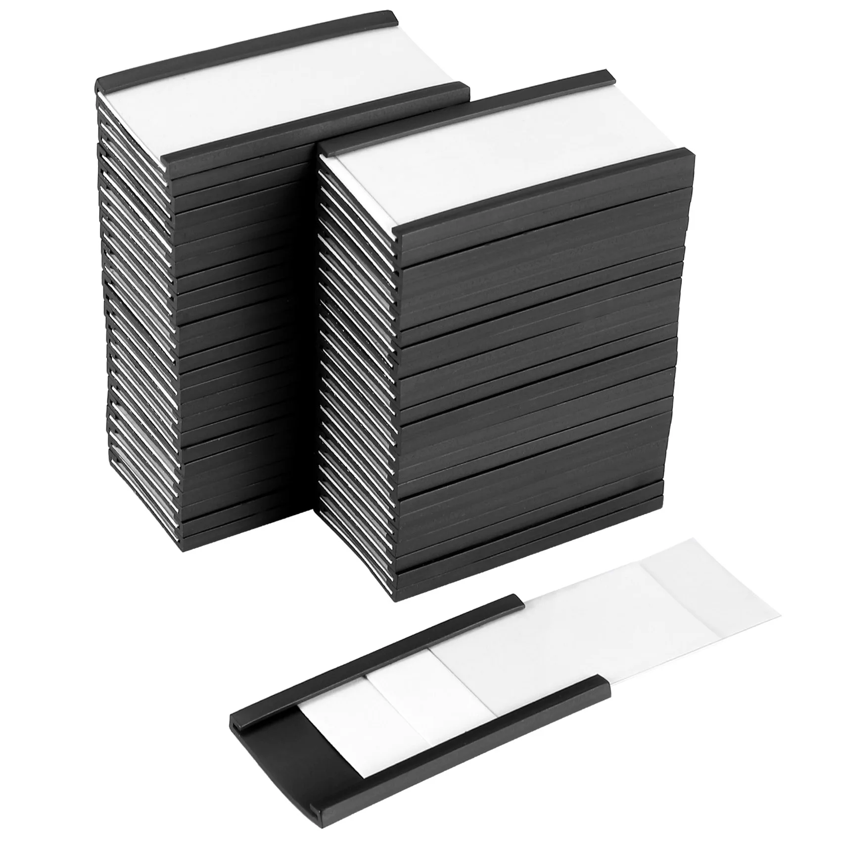 50Pcs Magnetic Label Holders with Magnetic Data Card Holders with Clear Plastic Protectors for Metal Shelf (1 x 2 Inch)