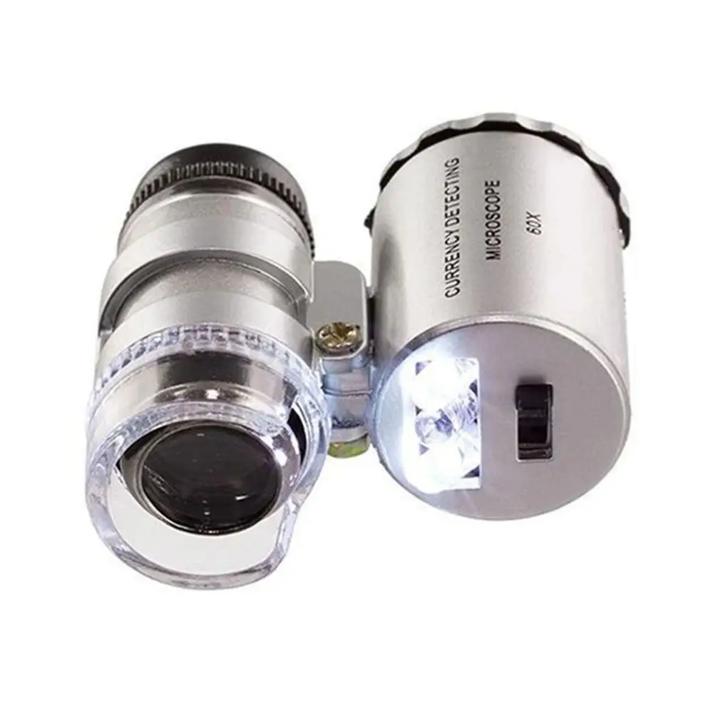 Professional Mini Pocket HD Magnifying Glass Jeweler Magnifier Illuminated Microscope 60X