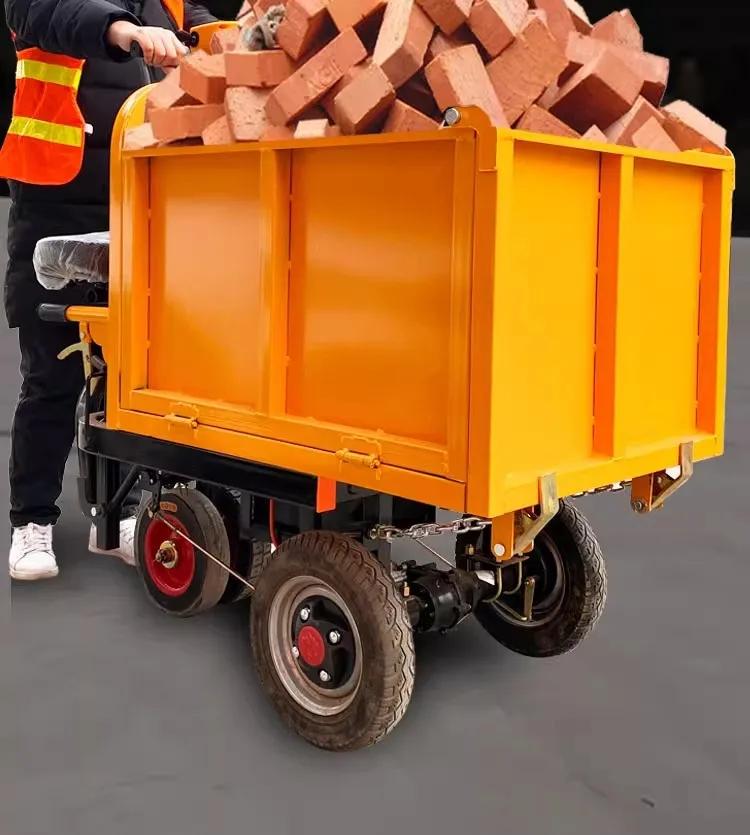 Small construction site electric hand push dump truck can stand type load king engineering gray bucket car three-wheeled