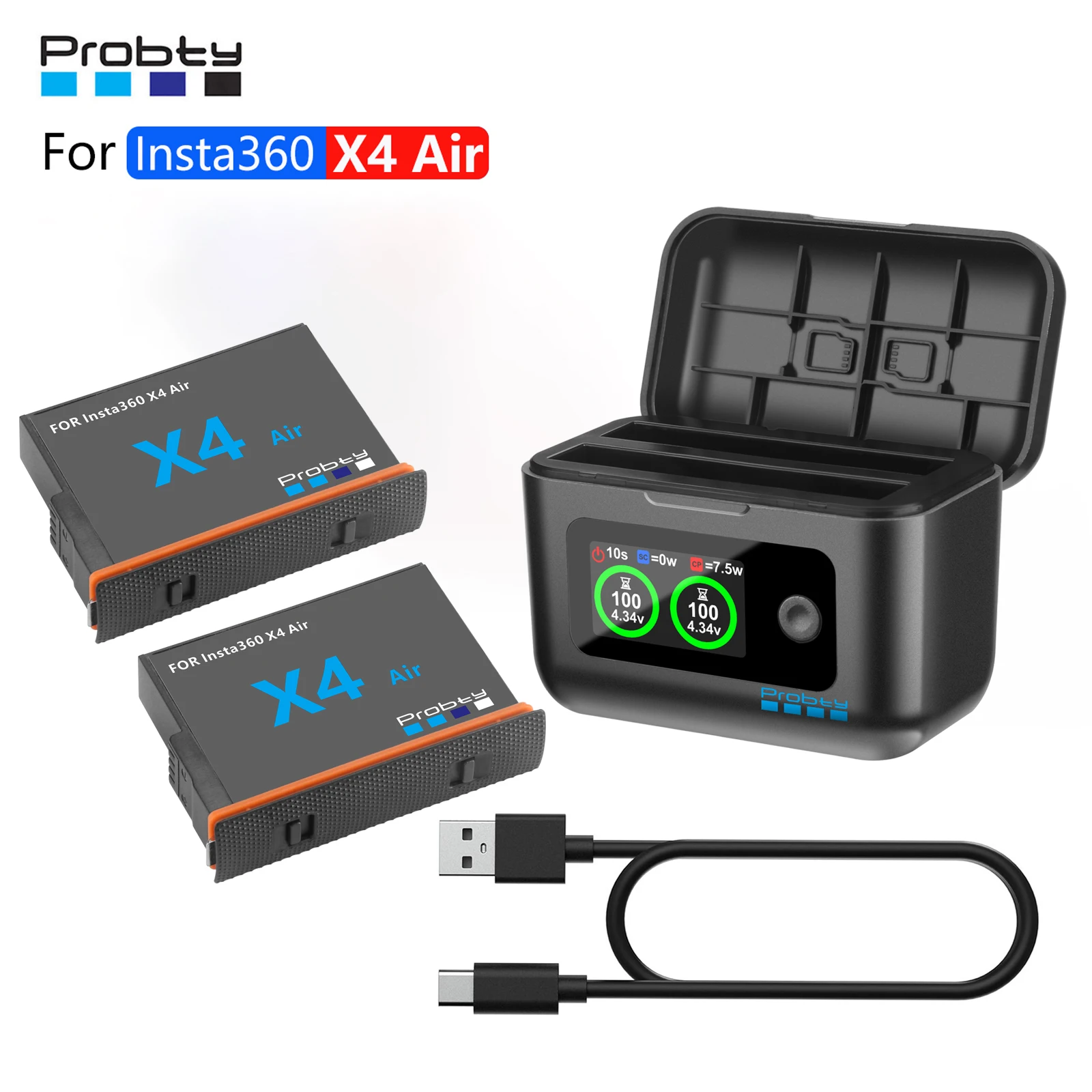 For Insta360 X4 Air Replacement Battery 2100mAh/ Fast Charger Box for Insta 360 X4 Air Action Camera Accessories