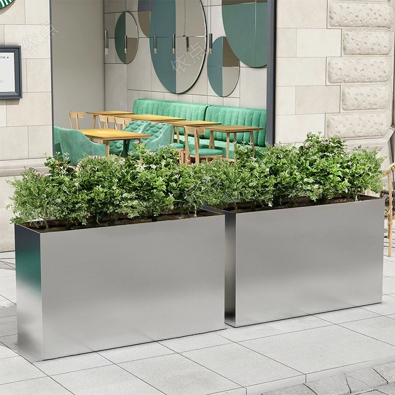 صندوق زهور خارجي من الحديد المطاوع، سرير زهور من الفولاذ المقاوم للصدأ للزراعة المدمجة خارج قسم المبيعات