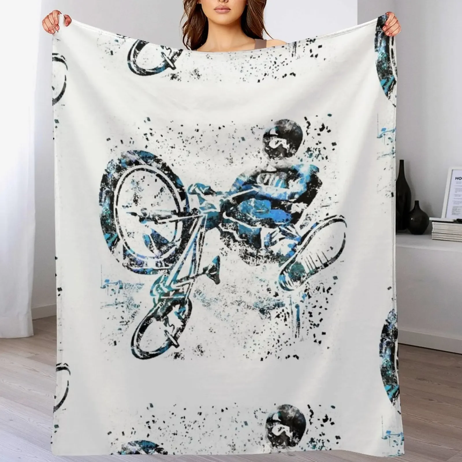 

BMX Rider | BMX Bike Throw Blanket Flannel Loose wednesday warm for winter Blankets