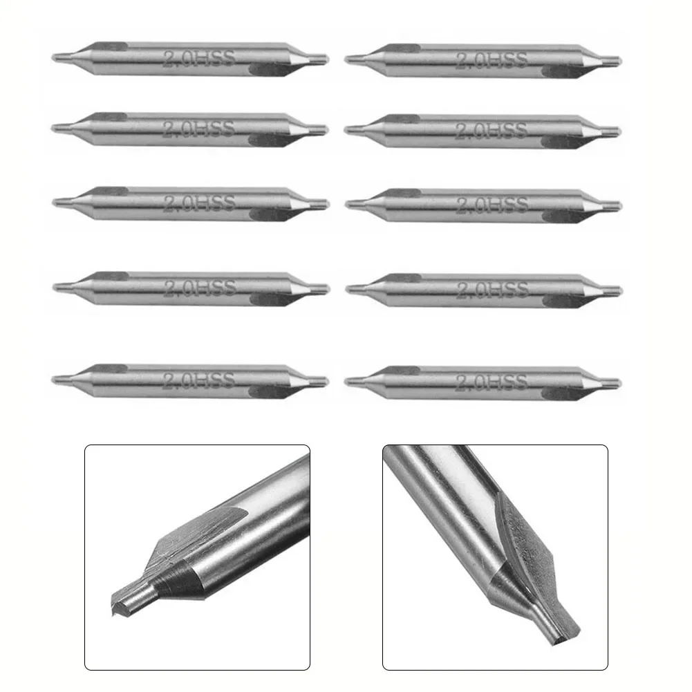 10pcs High Speed Steel Countersinks  60 Degree Angle  Durable and Easy to Handle Center Drill Bits for Center Hole Machining