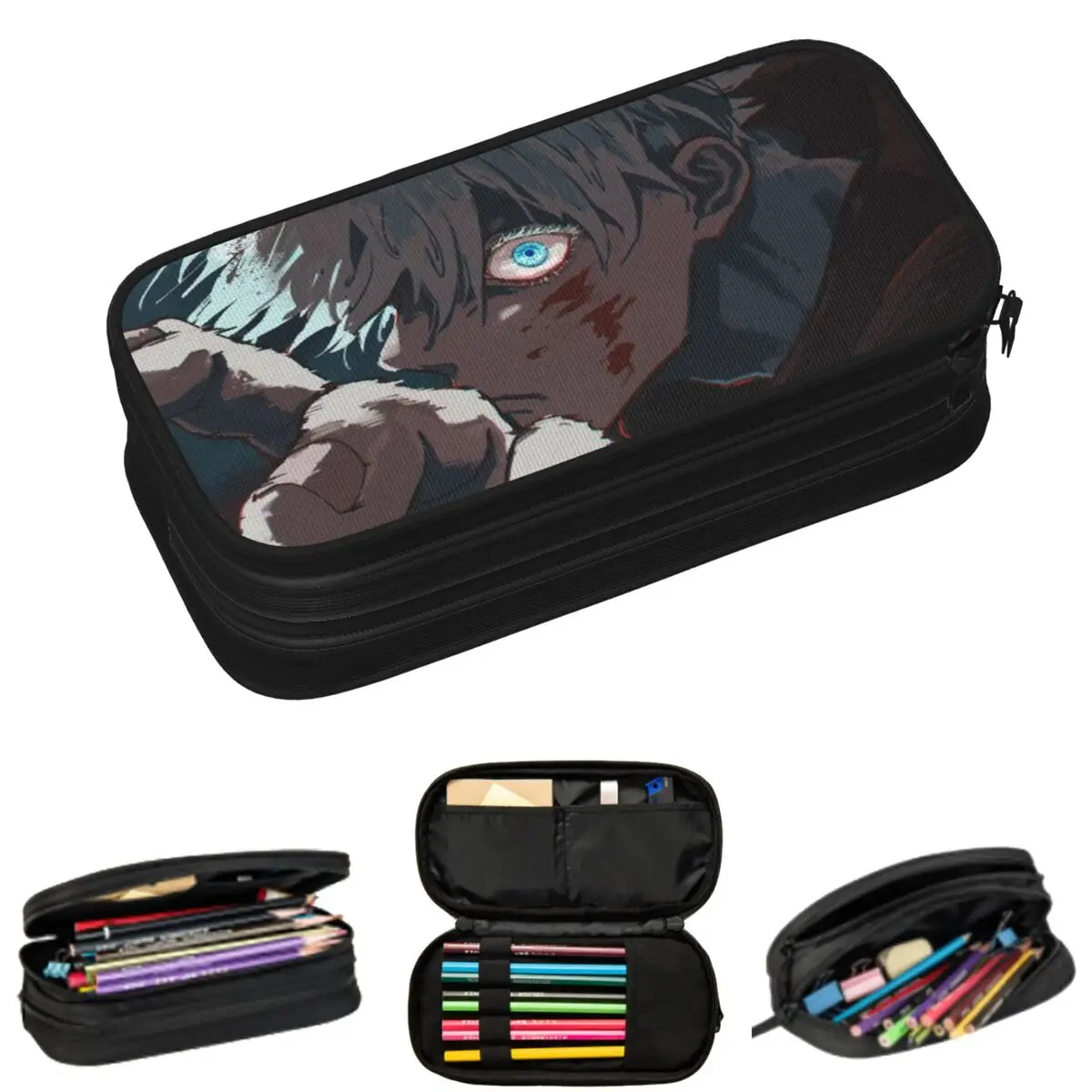 

Jujutsu Anime Manga Kaisen Anime Pencil Cases for Students School Pen Box Pencil Bag Large Storage Pencil Pouch
