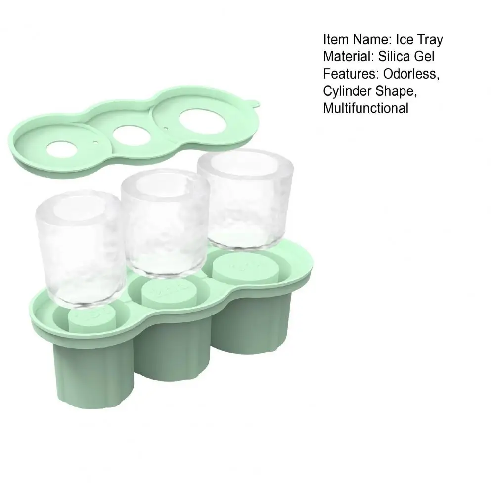 Odorless Ice Cube Maker Silicone Cylinder Ice Cube Tray with Lid for Tumbler Cups Stackable Hollow Ice Mold Easy Release Whiskey