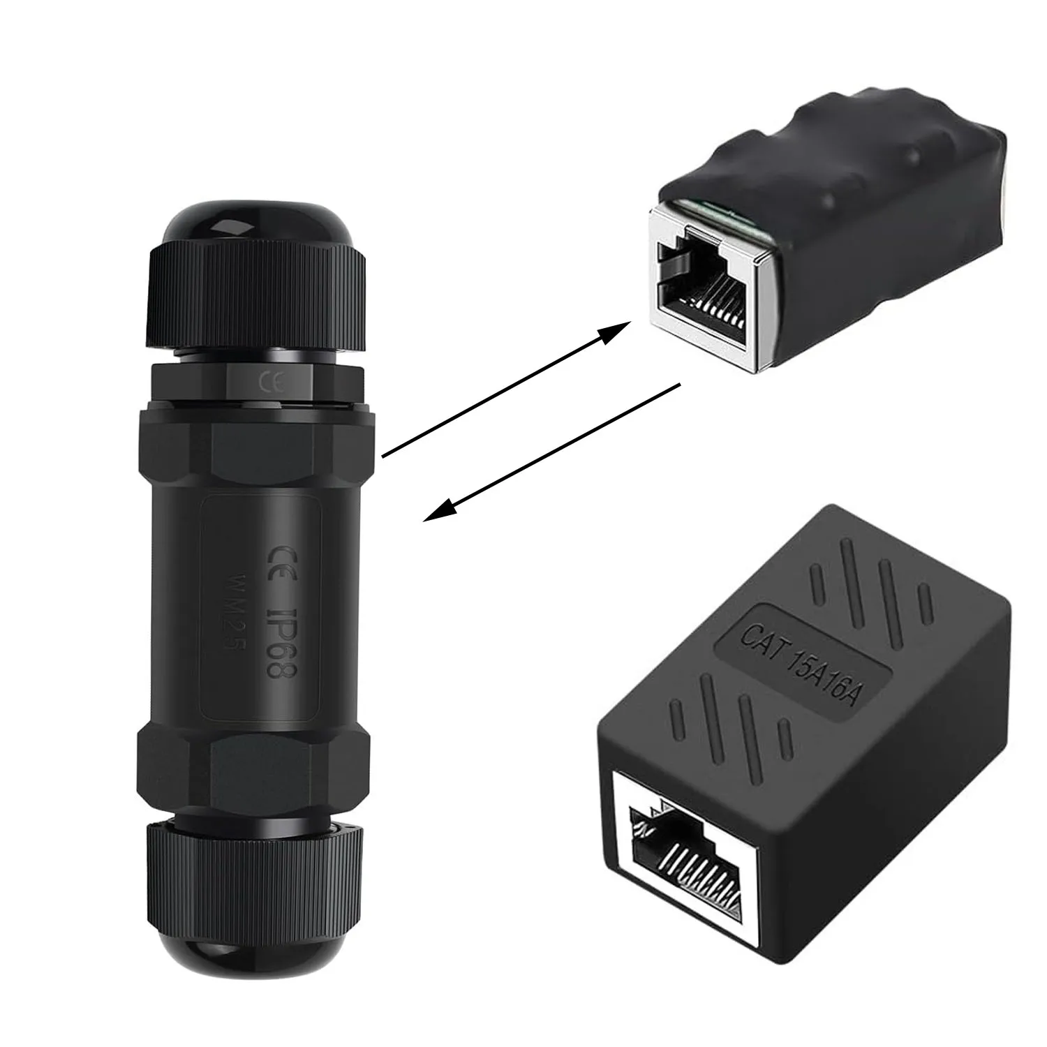 

RJ45 Cat6 Coupler Ethernet Extender Connector,Line Coupler for cat7 cat6 cat5e cat5 Ethernet Female to Female (Black)