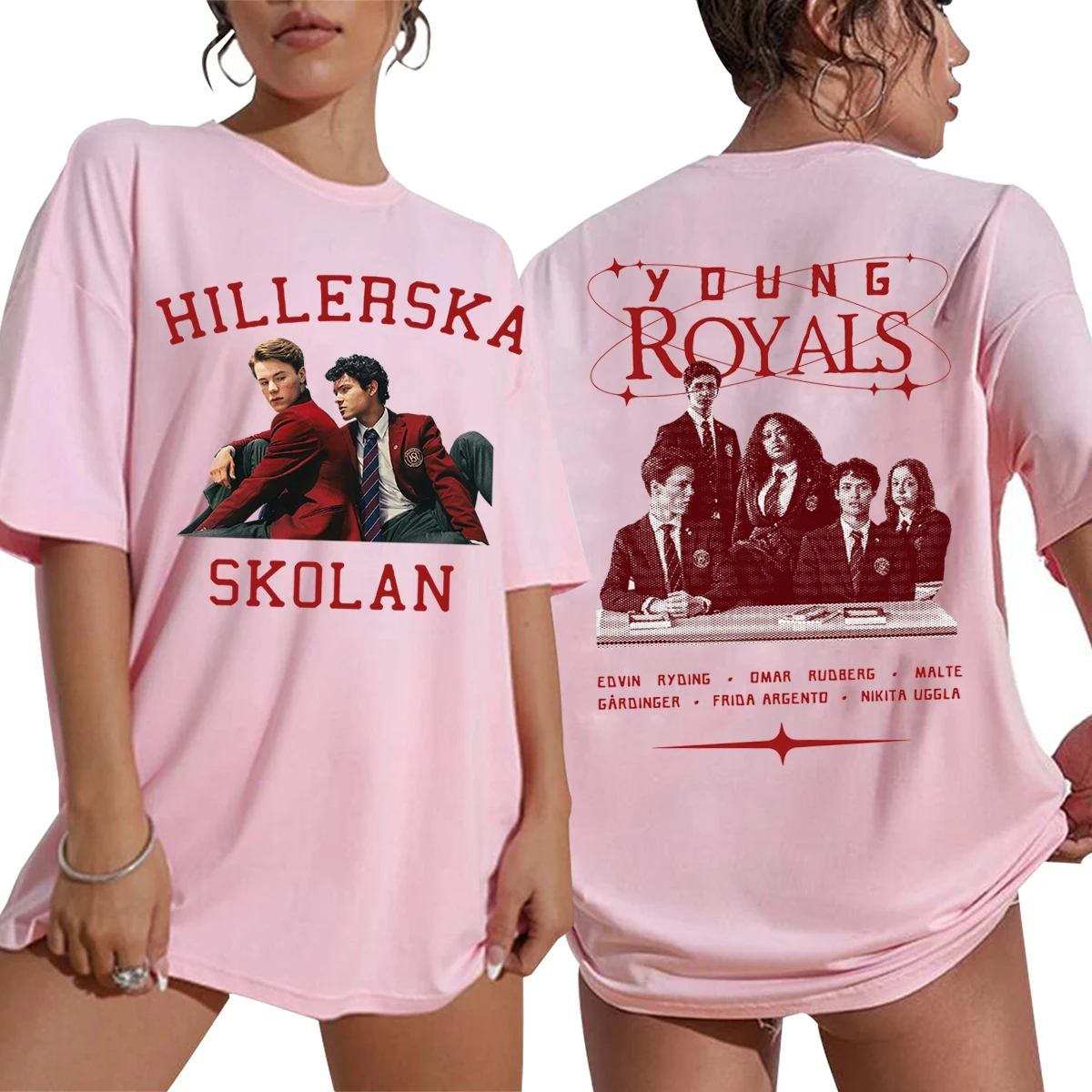 2024 Hot Young Royals Hillerska Skolan T-Shirt Hillerska School Shirt Summer Oversized (Us Size)