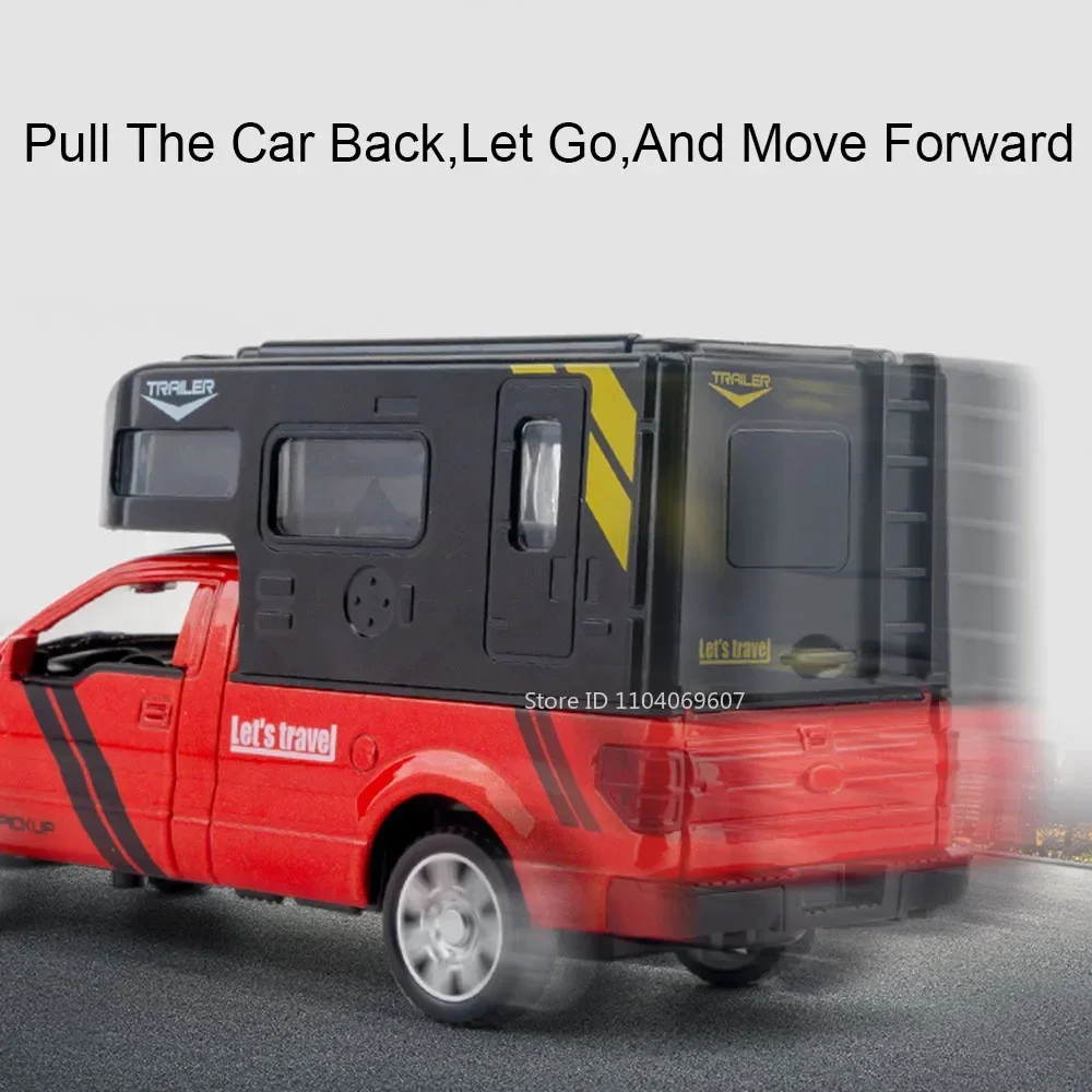 Modèle de voiture jouet F150 1:32, camionnette Miniature RV en métal moulé sous pression, son et lumière, portes ouvertes, véhicules tout-terrain, cadeaux pour enfants
