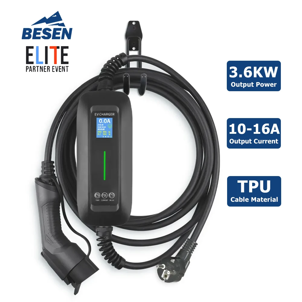 

BESEN Electric Vehicle Charger 6A 8A 10A 13A 16A Switchable Type 2 High Quality Portable EV Charger with Schuko Plug