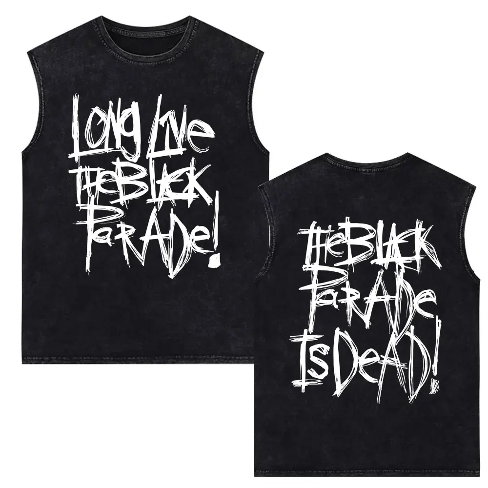 My Chemical Romance Washed Tank Tops Three Cheers for Sweet Revenge T Shirt Men Women Vintage Punk Emo Rock Band Sleeveless Vest