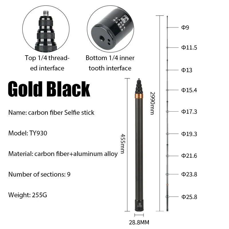 300cm Kohle faser unsichtbarer Selfie-Stick für insta x4/x3 gopro Held 11 10 9 8 7 dji osmo xiaoyi sjcam eke Teleskops tange