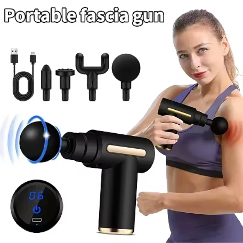 

Мини-портативный пистолет для фасции с регулируемой скоростью, интеллектуальный массажер для глубоких тканей, расслабление мышц шеи, спины и талии.