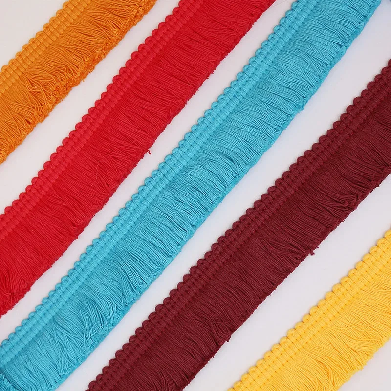 2m Thick Sky blue Red  Cotton Thread Strip Fringe Lace Trimming DIY Clothing Accessories Clothes Pillow Curtain Decoration 4cm