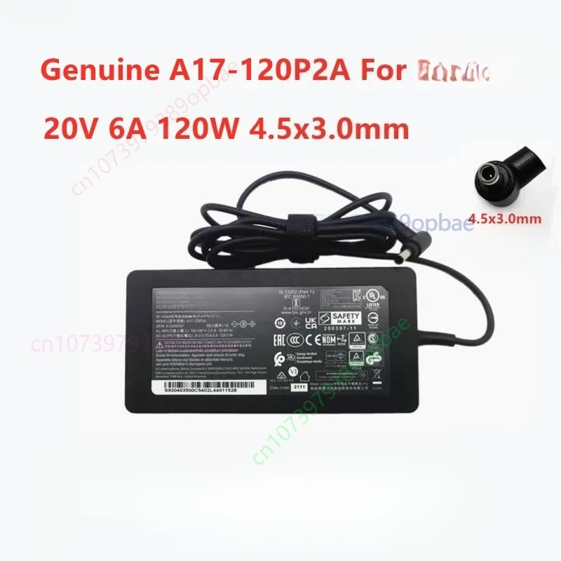 Genuine For Chicony A17-120P2A 20V 6A 120W 4.5x3.0mm A120A055P Thin AC Adapter For MSI CF63 MS-16R5 Laptop Power Supply Charger