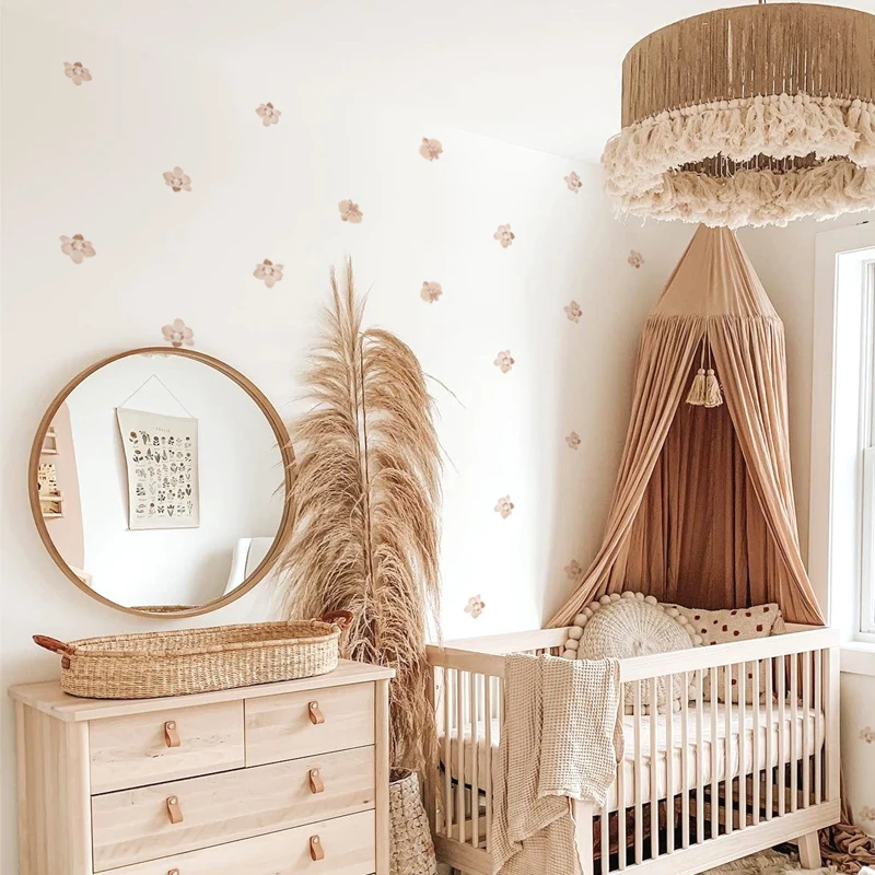 Boho Flowers Wall Stickers for Kids Room Baby Nursery Girls Boys Living Room Nordic Warm Home Decoration Vinyl Vintage Decal