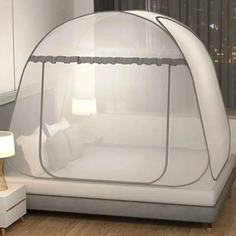 Portable camping tent, single/double bed canopy for adults, foldable mesh, breathable mosquito net