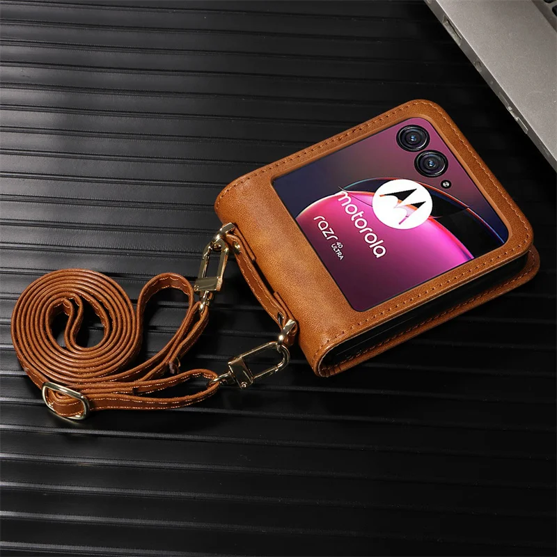 For Motorola Razr 50 Ultra Lanyard Integrated Flip PU Leather Card Holder Wallet Leather Case For Moto Razr Plus 2024 Phone Case image 6